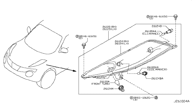 2014 Nissan Juke Bulb Diagram for 26261-8993A