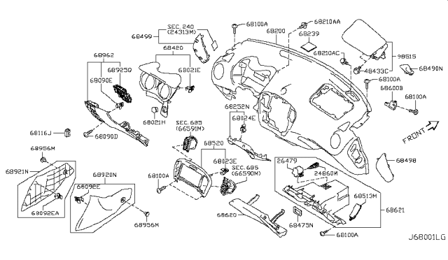 2011 Nissan Juke Instrument Panel,Pad & Cluster Lid Diagram 4