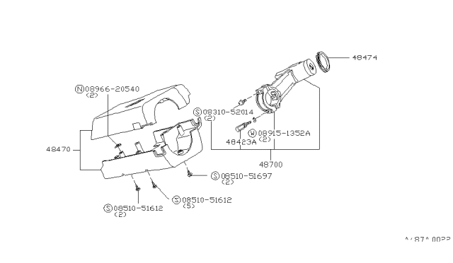 1983 Nissan 720 Pickup Cover Steering Diagram for 48470-04W02