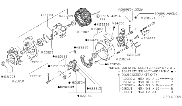 1986 Nissan 720 Pickup ALTERNATOR Diagram for 23100-W5807