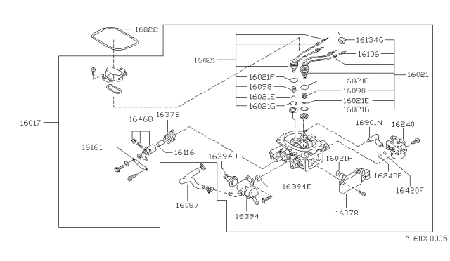 1986 Nissan 720 Pickup INJECTOR - S.P.I. Diagram for 16021-89W00