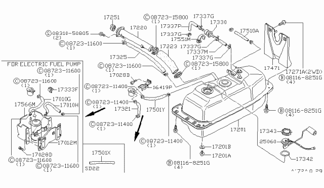 1983 Nissan 720 Pickup Fuel Tank Assembly Diagram for 17202-46W00