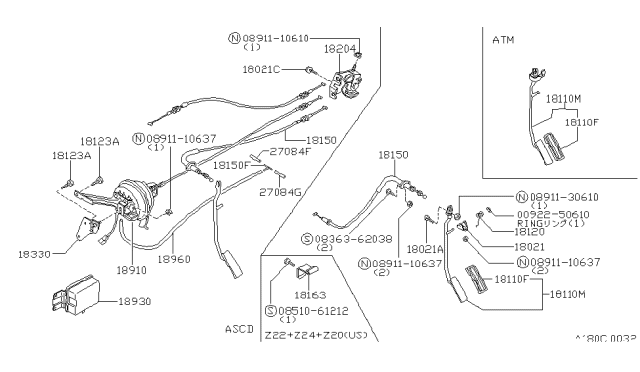 1986 Nissan 720 Pickup ACTUATOR ASCD Diagram for 18910-20W00