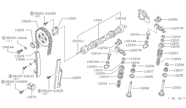 1980 Nissan 720 Pickup Timing Chain-Camchaft Diagram for 13028-U6000