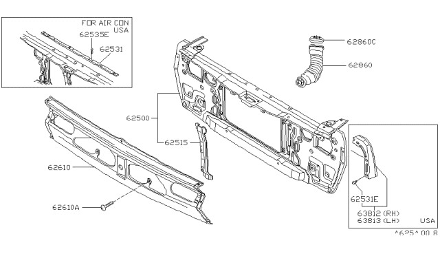 1981 Nissan 720 Pickup Duct-Air Diagram for 62860-25W00