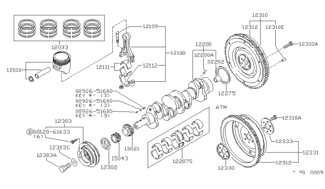 1983 Nissan 720 Pickup Ring Gear Diagram for 12312-U9500