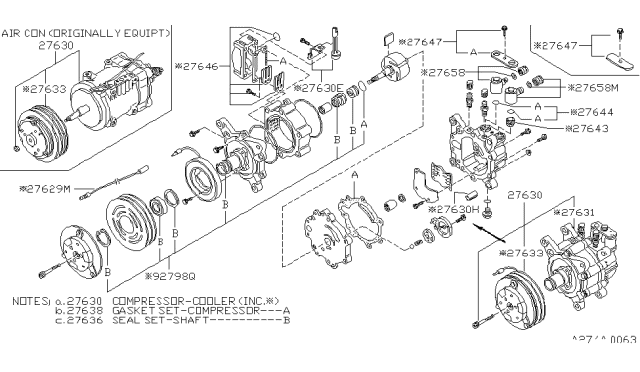 1982 Nissan 720 Pickup 83.5 DKC Compressor Diagram for 92600-09W00