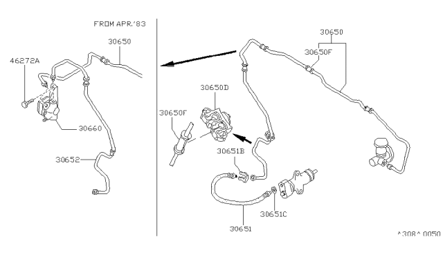 1983 Nissan 720 Pickup Tube-Assembly-Clutch Diagram for 30850-03W00