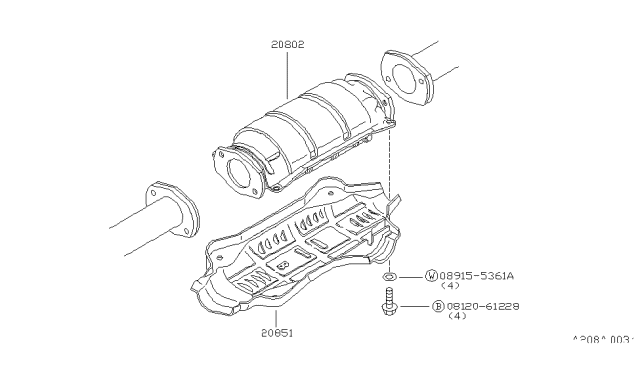 1980 Nissan 720 Pickup Three Way Catalytic Converter Diagram for 20802-W8810