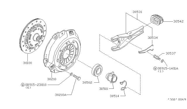 1982 Nissan 720 Pickup Clutch Cover Diagram for 30210-10W00