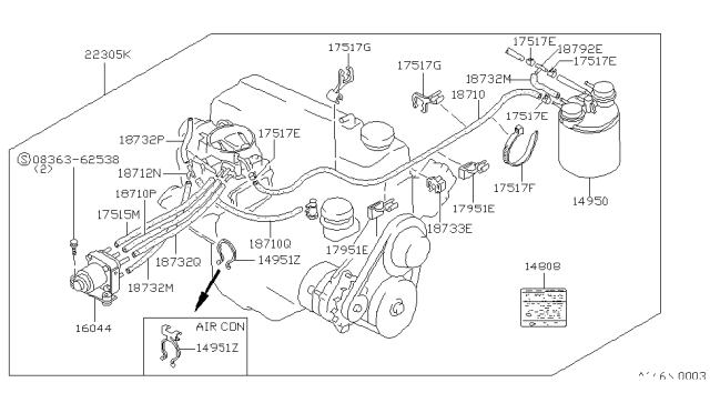 1984 Nissan 720 Pickup CANISTER Assembly Diagram for 14950-D1600