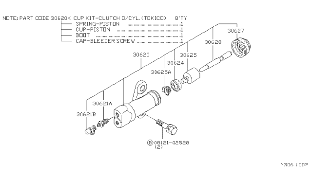 1981 Nissan 720 Pickup Clutch Operating Cylinder Diagram 2
