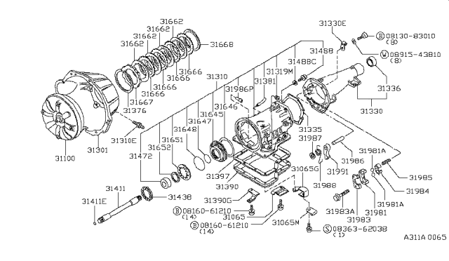 1986 Nissan 720 Pickup Torque Converter Diagram for 31100-X6607