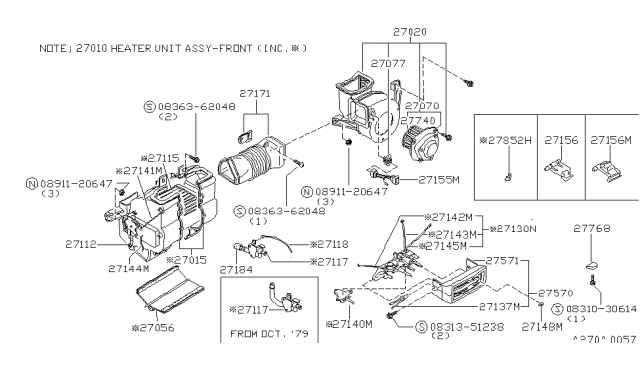 1980 Nissan 720 Pickup Heater & Blower Unit Diagram 3