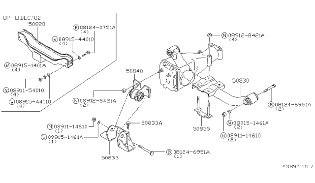 1983 Nissan 720 Pickup Front Final Drive Mounting Diagram