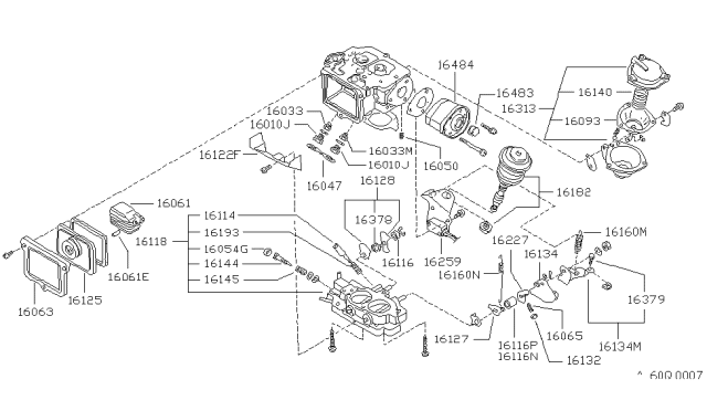 1983 Nissan 720 Pickup Throttle Switch Diagram for 16258-10W00
