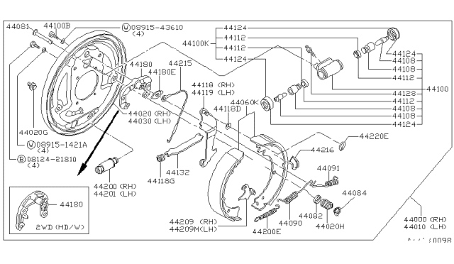 1981 Nissan 720 Pickup Back Plate Rear LH Diagram for 44030-41W00
