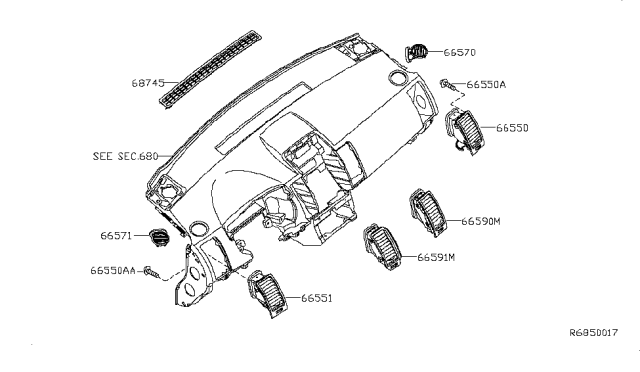 2009 Nissan Sentra Ventilator Assy-Side Diagram for 68761-ET001