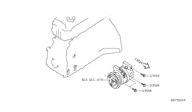 2008 Nissan Sentra Compressor Mounting & Fitting Diagram 1