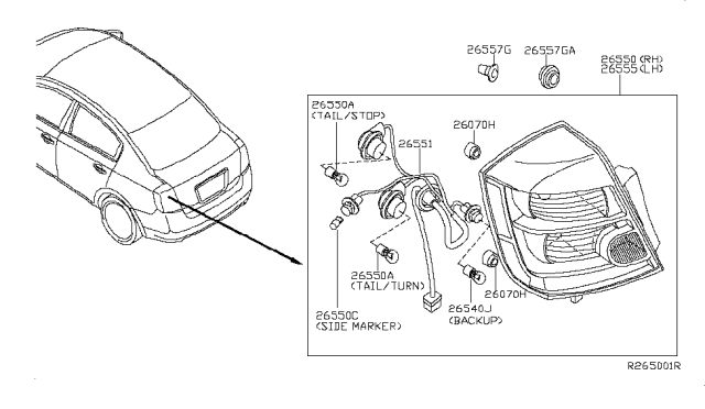 2008 Nissan Sentra Lamp Assembly-Rear Combination,LH Diagram for 26555-ET00B