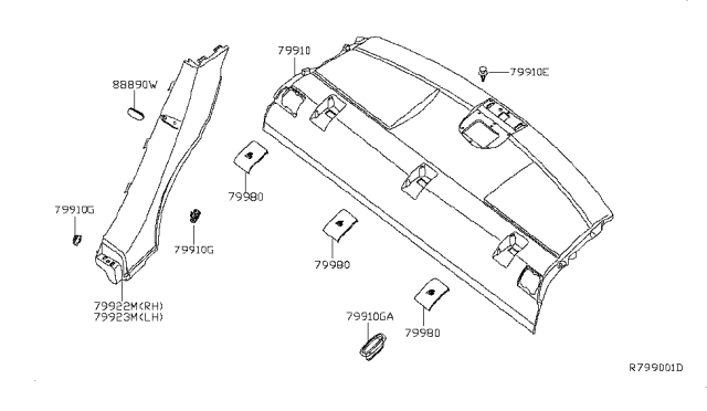 2010 Nissan Sentra Finisher-Seat Back,LH Diagram for 79921-ET000