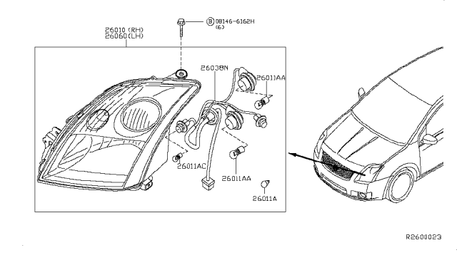 2007 Nissan Sentra Headlamp Diagram 1
