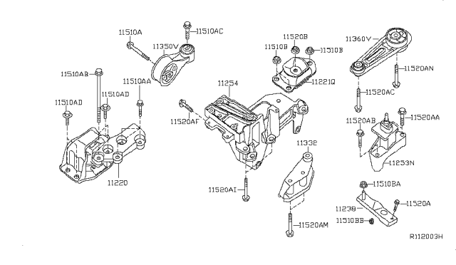 2008 Nissan Sentra Engine & Transmission Mounting Diagram 3