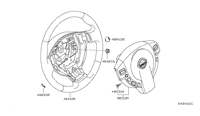 2010 Nissan Sentra Steering Wheel Assembly Without Less Pad Diagram for 48430-ZT80A
