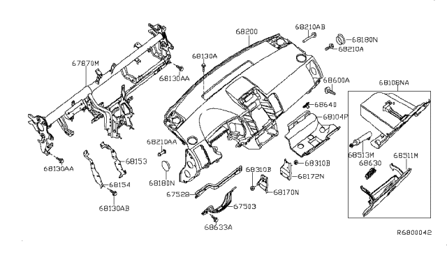 2010 Nissan Sentra Panel-Instrument LOWR, Assist Diagram for 68102-ZJ61C