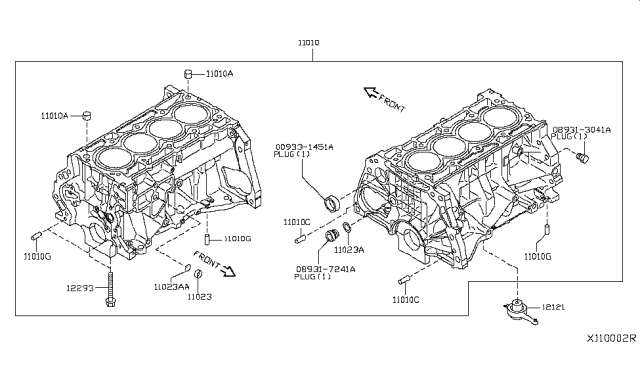 2012 Nissan Sentra Cylinder Block & Oil Pan Diagram 4