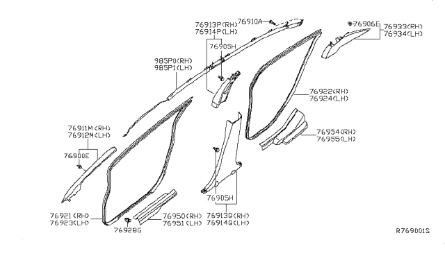 2009 Nissan Sentra Body Side Trimming Diagram
