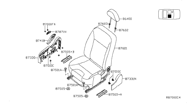 2011 Nissan Sentra Finisher-Cushion,Front Seat Inner RH Diagram for 87331-ET85C