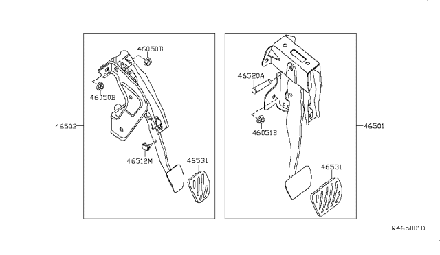 2008 Nissan Sentra Pedal Assy-Brake W/Bracket Diagram for 46501-ET012