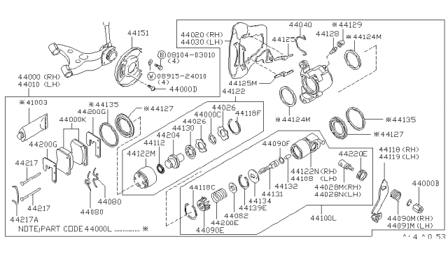 1980 Nissan 280ZX Lever-RH Diagram for 44095-P6500