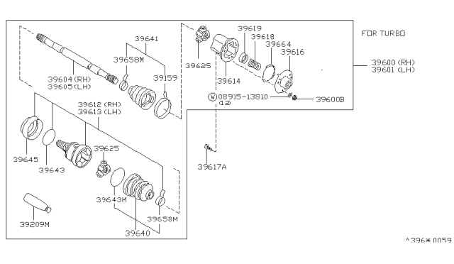 1981 Nissan 280ZX DRIVESHAFT Assembly Diagram for 39601-P7517