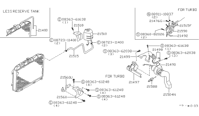 1981 Nissan 280ZX Radiator Assy Diagram for 21400-P9153