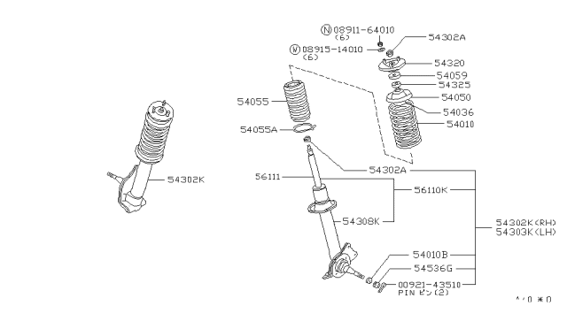 1980 Nissan 280ZX Spring Front R Diagram for 54010-P7160