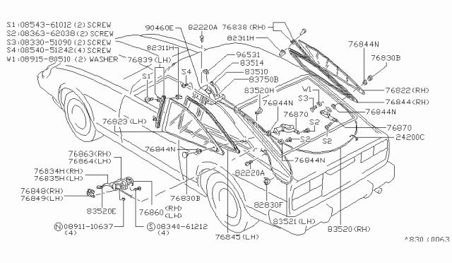 1983 Nissan 280ZX Packing-Window Diagram for 76828-M0200