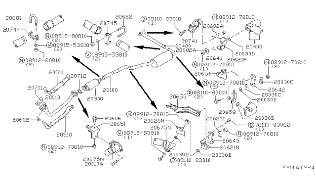 1980 Nissan 280ZX INSULATOR Assembly Diagram for 20510-P8120