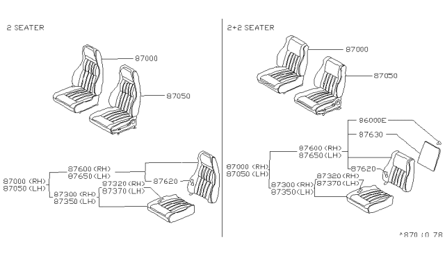 1980 Nissan 280ZX Front Seat Diagram 2