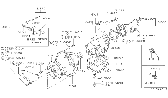 1983 Nissan 280ZX Automatic Transmission Diagram for 31020-X2701
