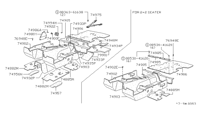 1979 Nissan 280ZX Floor Trimming Diagram