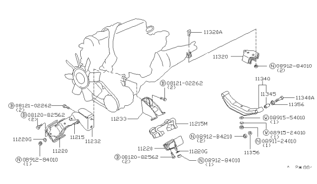 1983 Nissan 280ZX Engine Mounting Insulator ,Rear Diagram for 11320-N3000