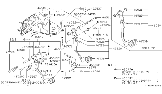 1979 Nissan 280ZX Snap Pin Diagram for 00923-10810