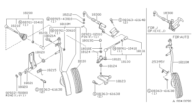 1983 Nissan 280ZX Pad-Accelerator Diagram for 18014-N3000