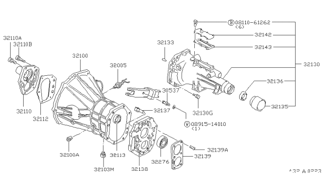 1980 Nissan 280ZX Transmission Case & Clutch Release Diagram 1