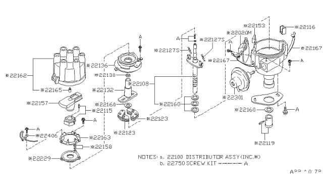 1981 Nissan 280ZX Distributor ASY Diagram for 22100-P8102