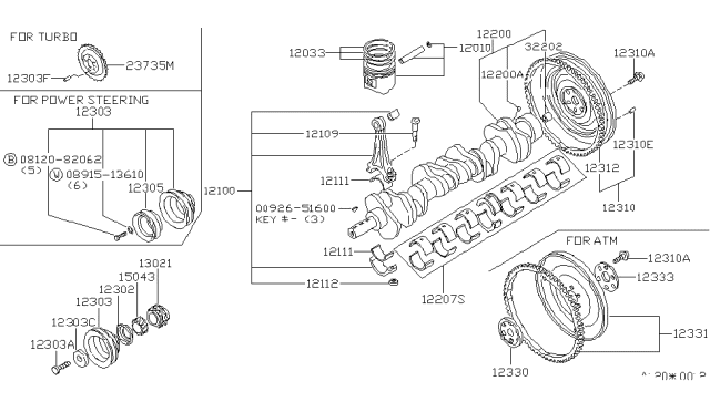 1983 Nissan 280ZX Ring Piston Diagram for 12036-P7900