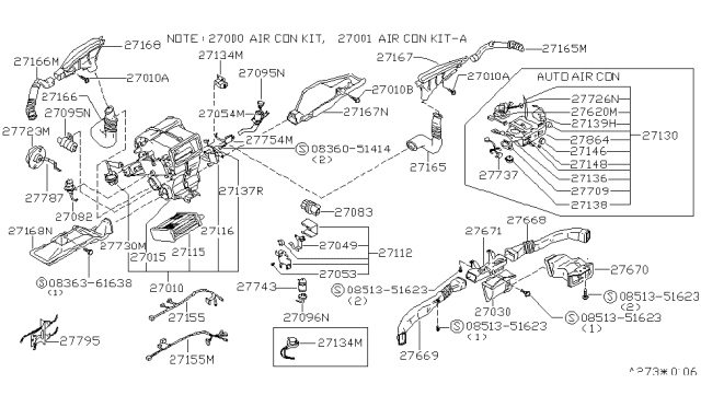 1981 Nissan 280ZX Control Air Con Diagram for 27030-P8201