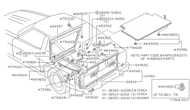 1979 Nissan 280ZX Rear,Back Panel & Fitting Diagram